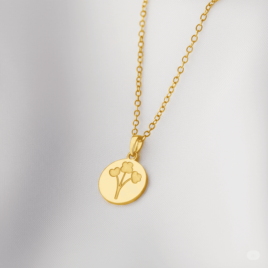 Heart Pattern Birth Flower Necklace