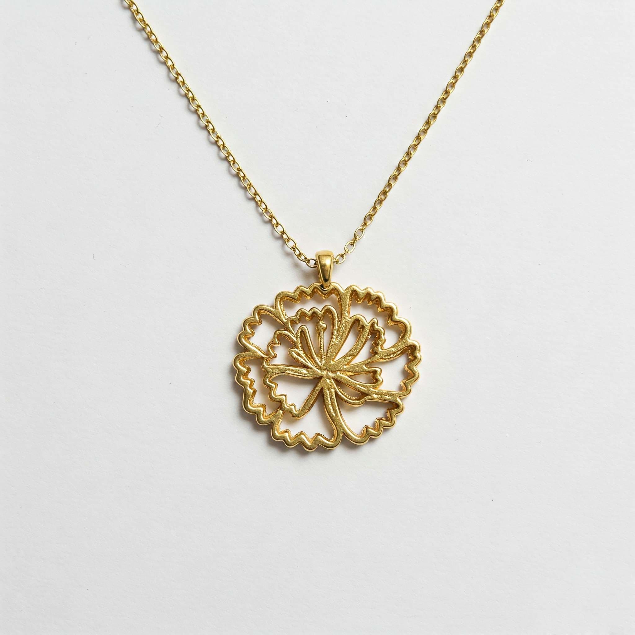 Elegant Gold Custom Birth Month Flower Birthstone Charm Necklace