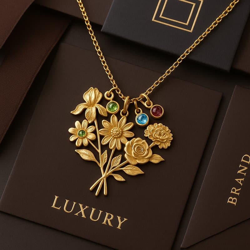 Custom Flower Charm Gold Necklace Solutions
