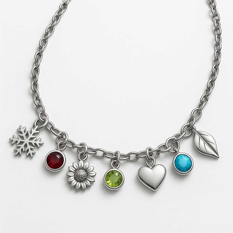 Festive Fusion: Birth Blooms & Stones in Stainless Elegance