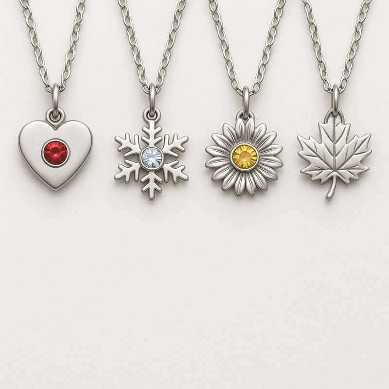 Festive Radiance: Custom Floral & Gem Charm Necklaces by Season