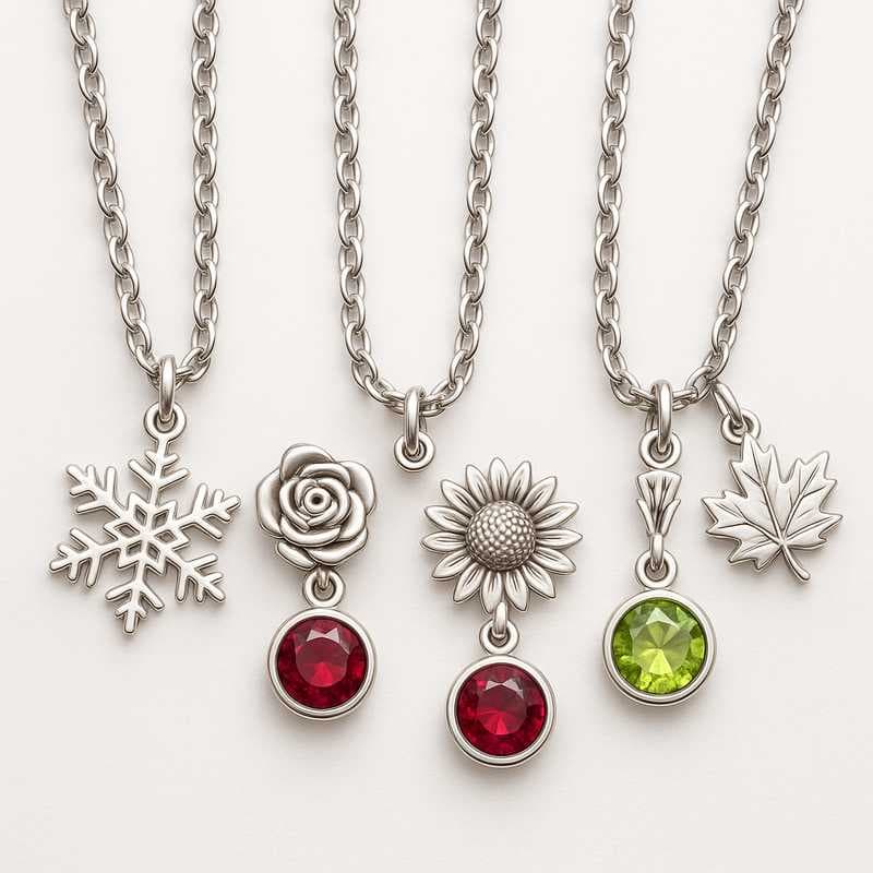 Seasonal Splendor: Custom Birthstone & Flower Charm Necklaces for Every Occasion