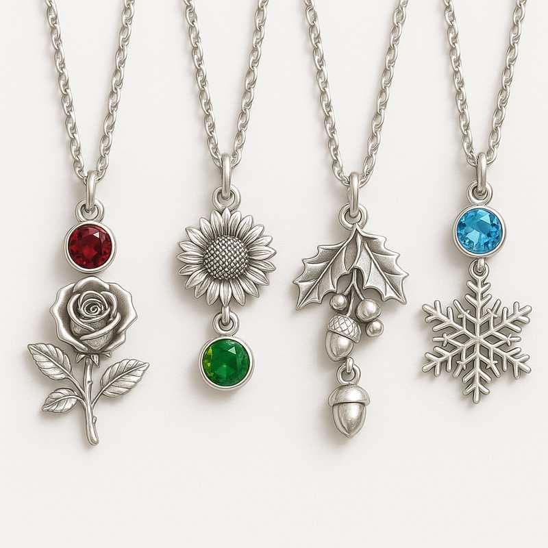 Celebrate Every Season: Custom Birthstone & Flower Charm Necklaces