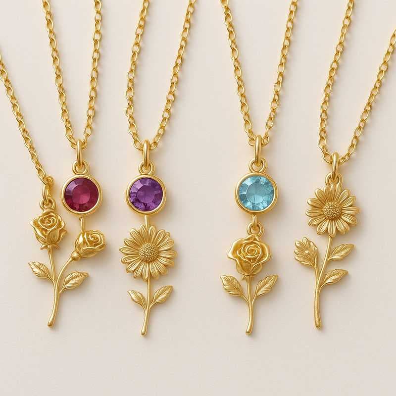 Seasonal Treasures: Custom Birthstone & Flower Necklaces for Every Occasion
