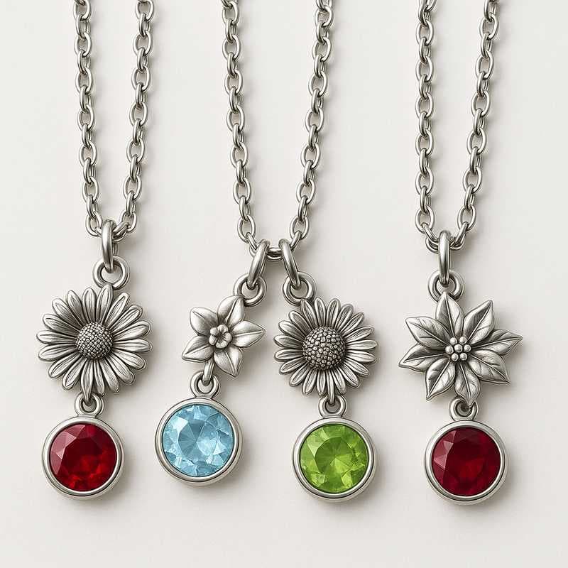 Timeless Seasonal Charms: Custom Birthstone & Flower Necklaces