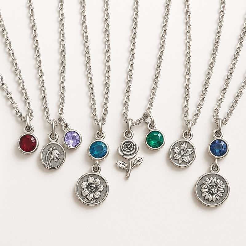 Celebrate the Seasons: Custom Birthstone & Flower Charm Necklaces