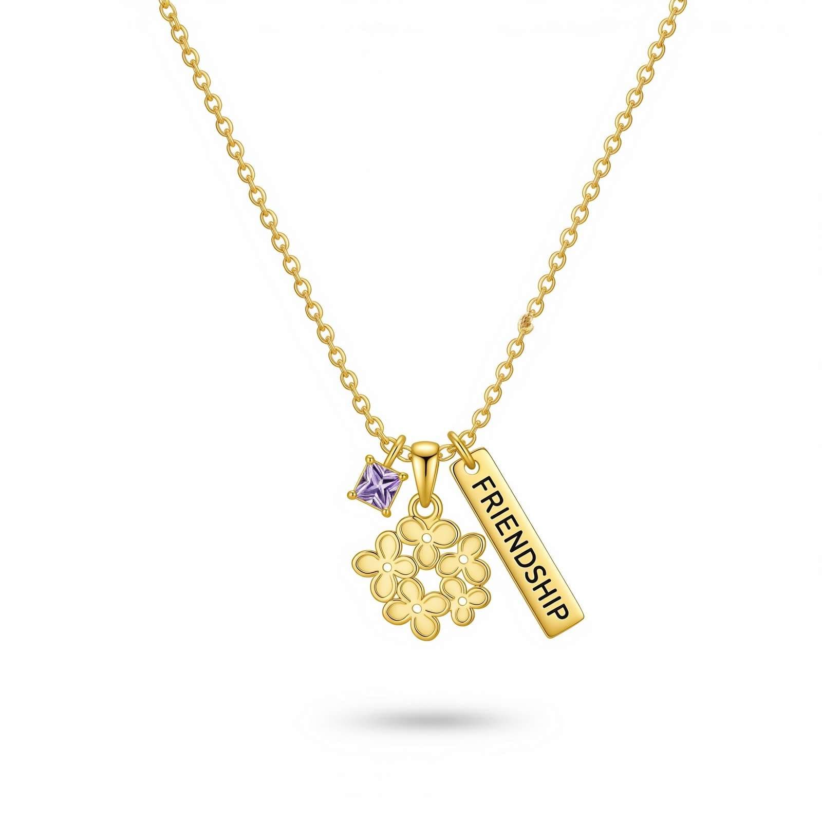 Dedicated Women's Gift Custom Birth Month Flower Necklace Gold Friendship Charm for Her