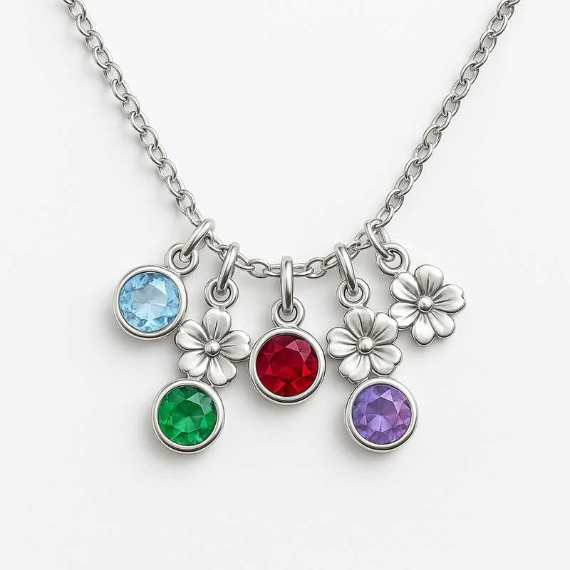 Seamless Customization: Birth Month Flower & Birthstone Necklace Solutions