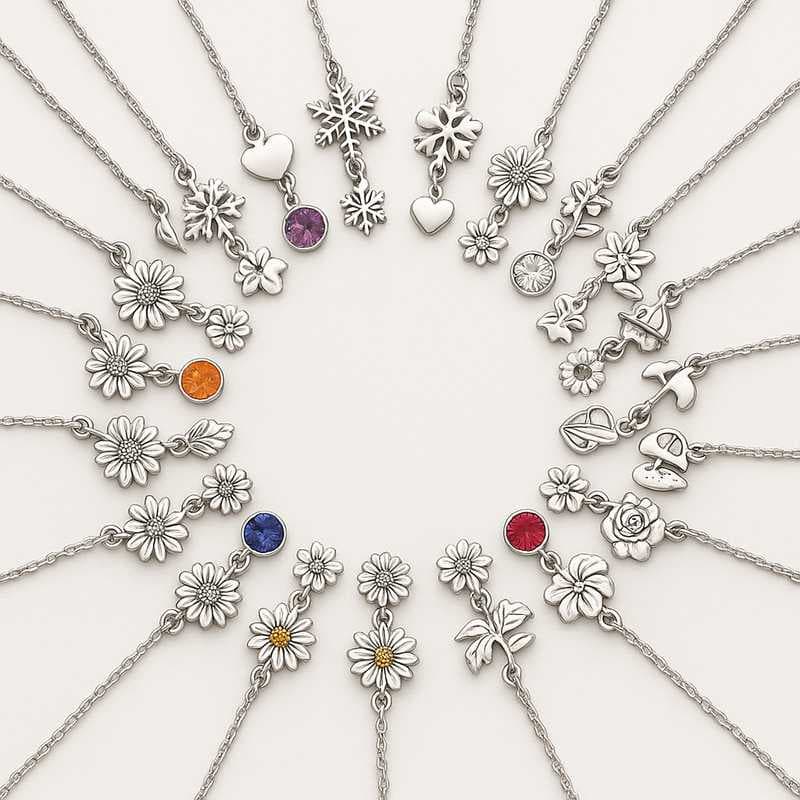Joyful Bloomstones: Holiday-Inspired Custom Charm Necklaces