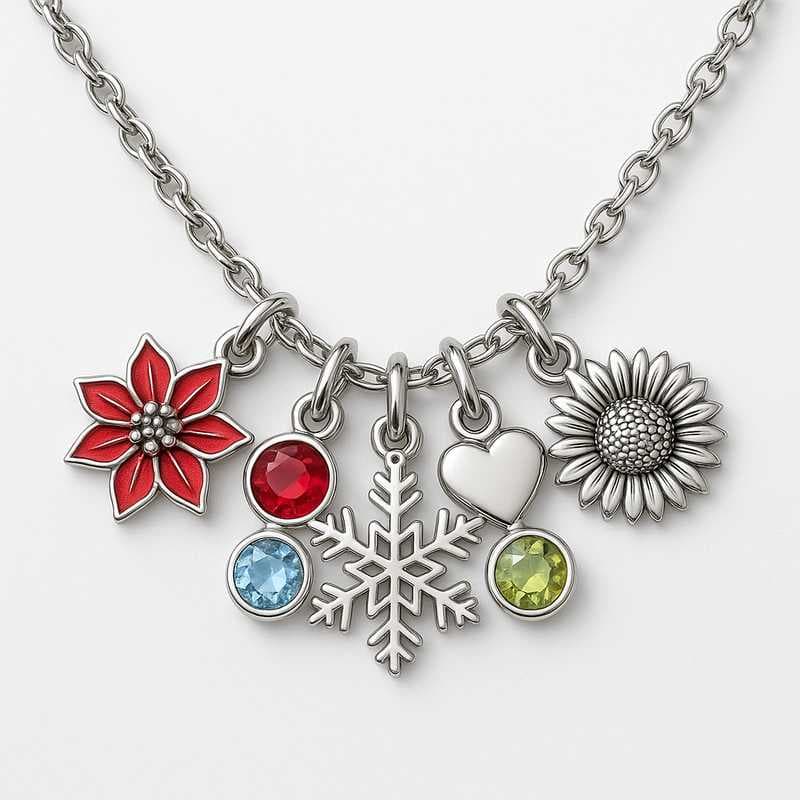 Holiday Spark: Custom Seasonal Charm Necklaces in Stainless Steel