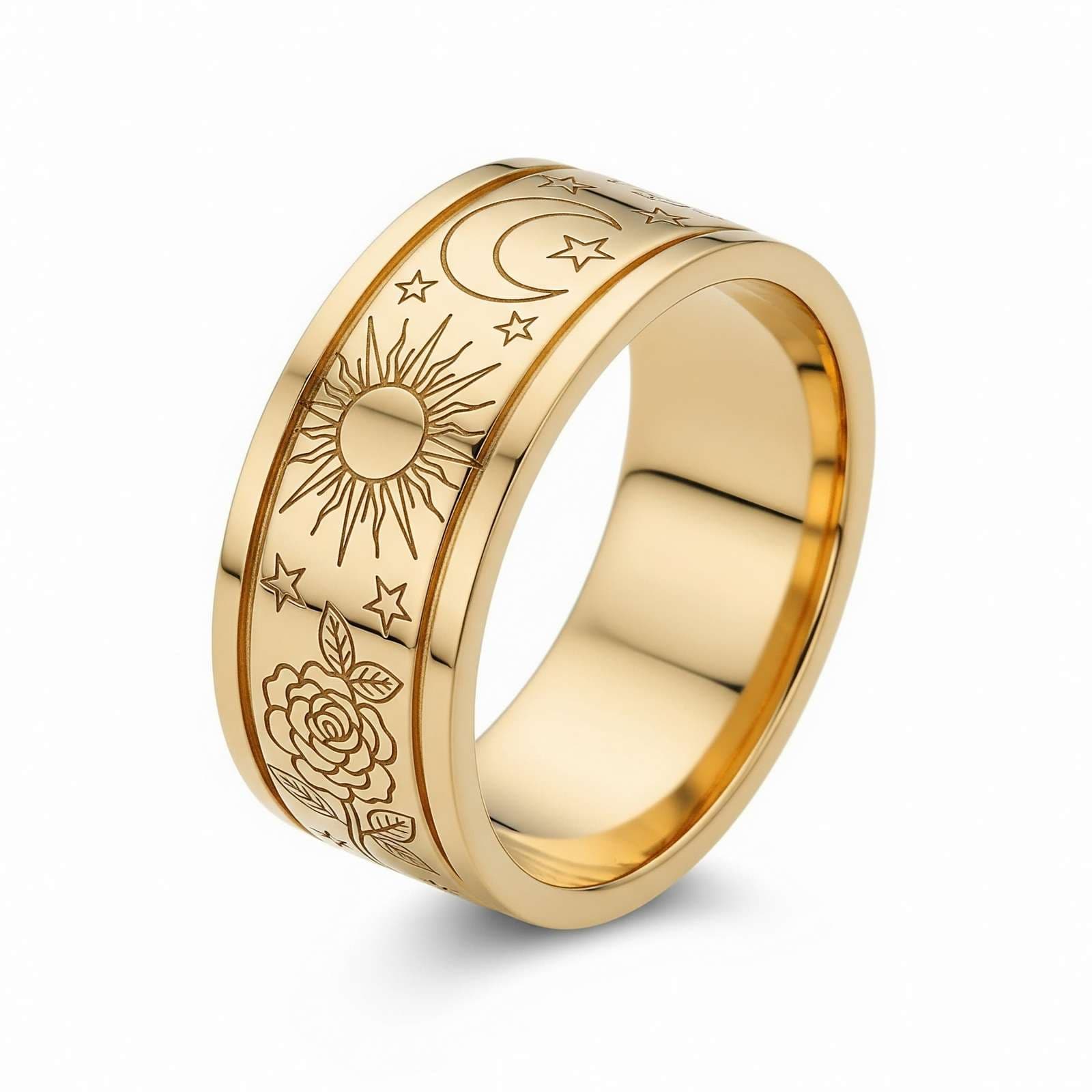 Dainty Keepsake 12 شهراً مخصص من الفولاذ المقاوم للصدأ خاتم زهرة الميلاد منقوش سماويًا