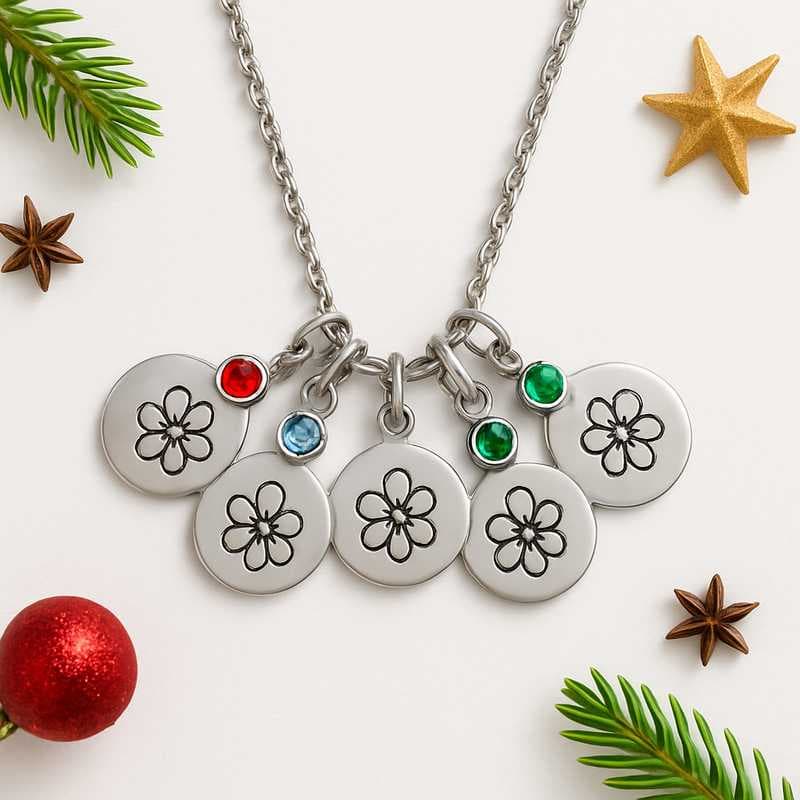 Holiday Spark & Seasonal Bloom: Custom Birth Charm Necklaces