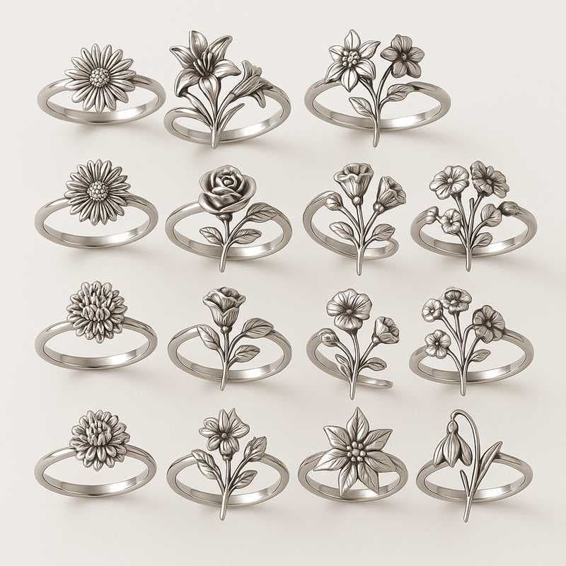 Seasonal Charm: Customized Birth Flower Rings for Every Occasion