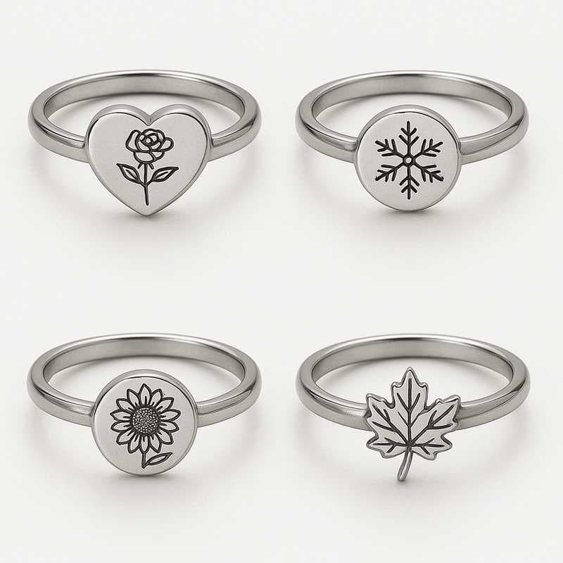 Seasonal & Festive Birth Flower Rings: Custom Stainless Steel for Every Occasion