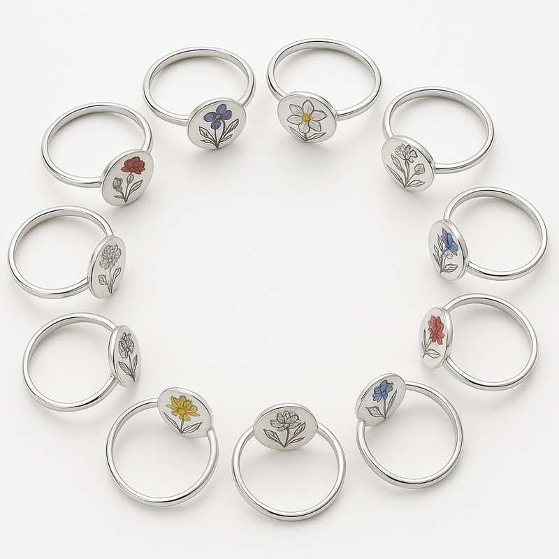 Festive & Seasonal Birth Flower Rings for B2B Custom Jewelry