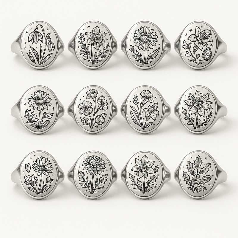 Festive Bloom Series: Seasonal & Holiday Birth Flower Rings
