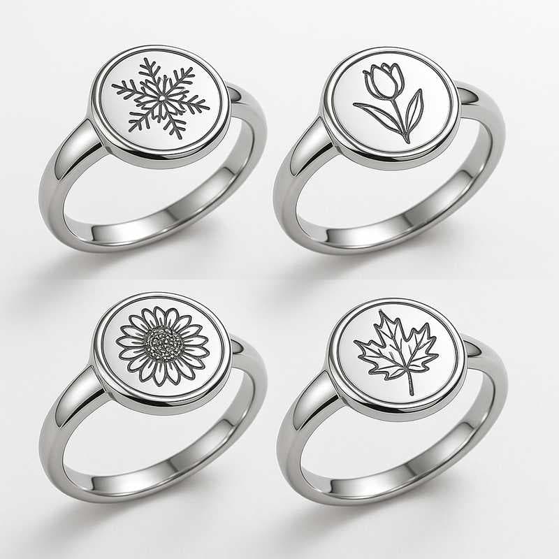 Seasonal & Festive Birth Flower Rings: Custom Stainless Steel Creations