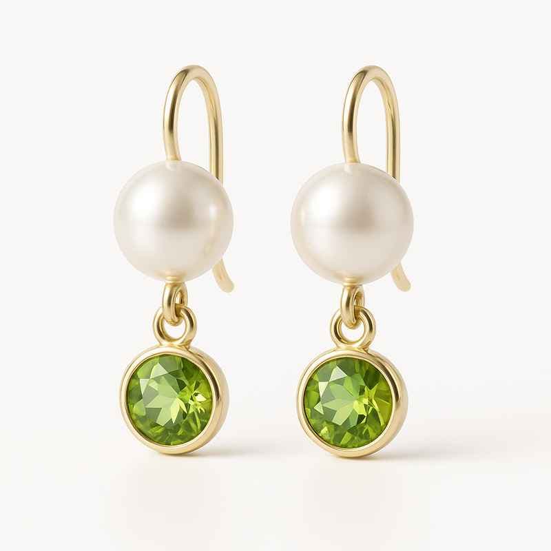 Elegant Minimalist Pearl Earrings with Birthstone Charm Drop