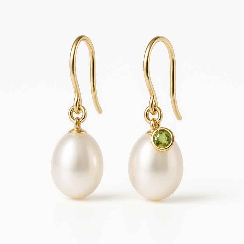 Pendientes de perla elegantes y minimalistas con colgante de piedra de nacimiento y diseño de caída