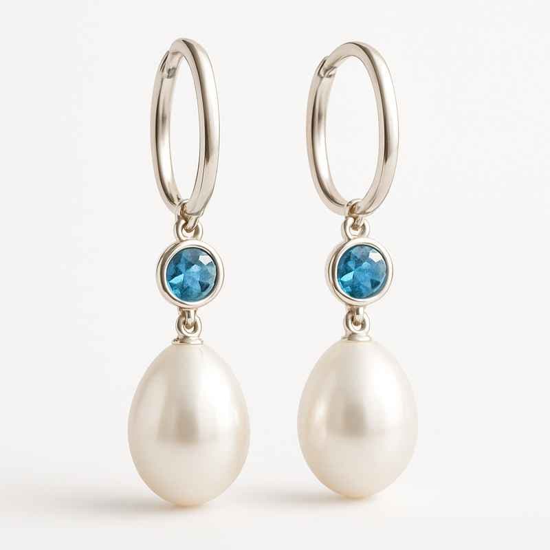 Aretes de perla minimalistas y elegantes con un dije de piedra de nacimiento significativo