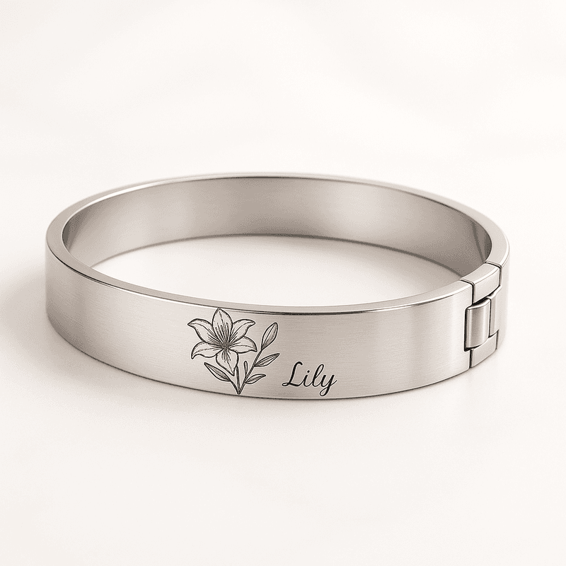 Custom Stainless Steel Birth Flower Bracelet Manufacturing