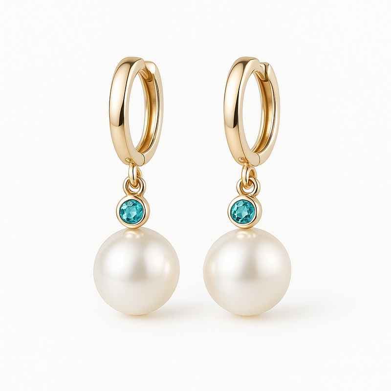 Elegant Minimalist Pearl Earrings with Meaningful Birthstone Charm