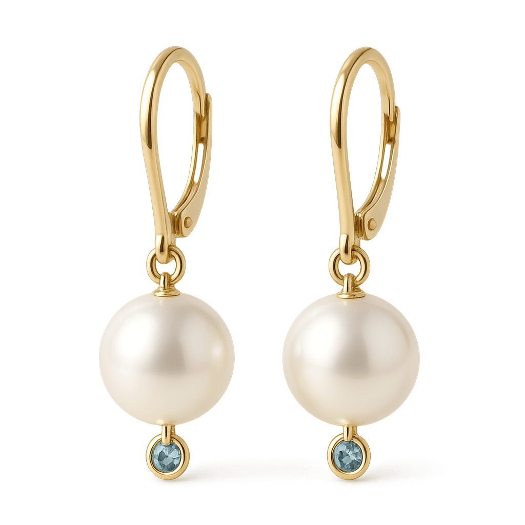 Elegant Minimalist Pearl Drop Earrings with Birthstone Charm