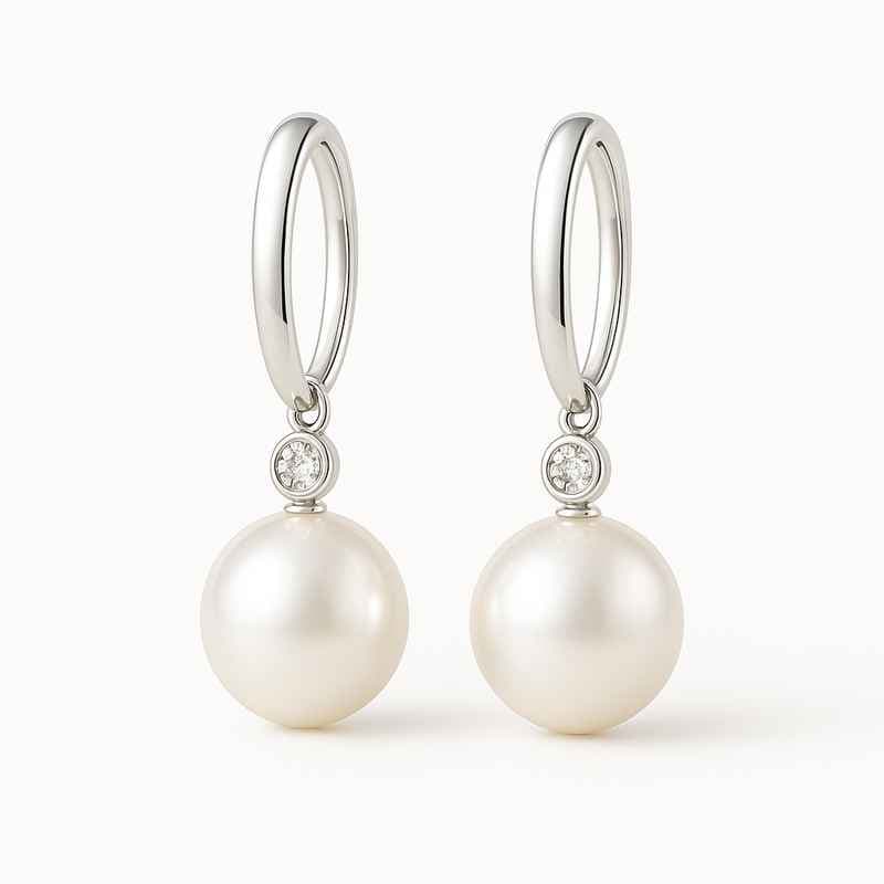 Elegant Minimalist Pearl Earrings with Birthstone Charm Drop Accents