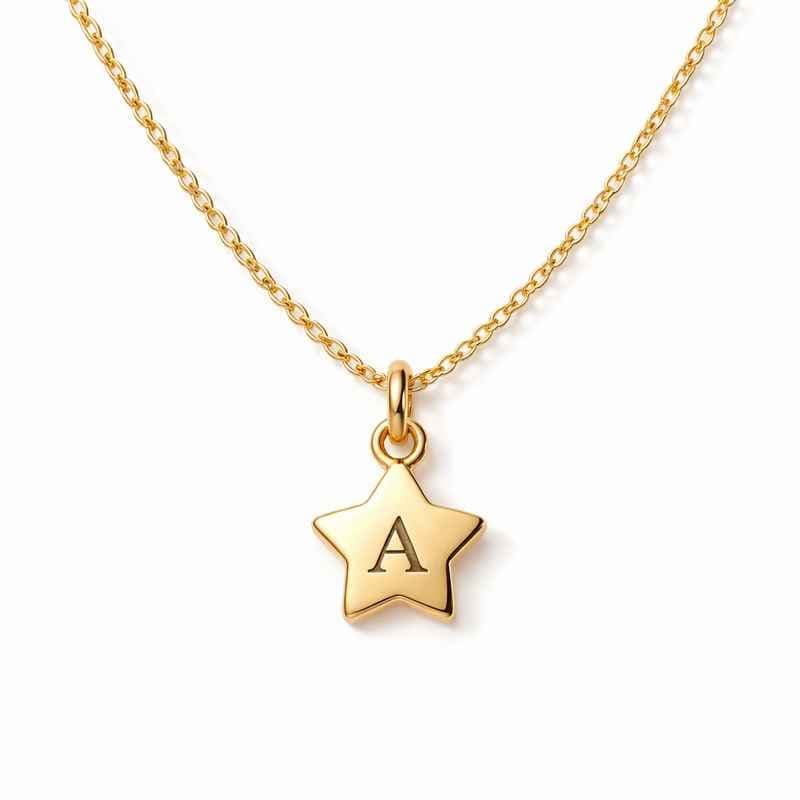 防水性の18Kゴールドメッキ ネックレス イニシャル入り星形チャーム付き