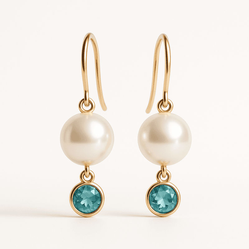 Elegant Minimalist Pearl Earrings: the Perfect Customizable Birthstone Charm Drop Earrings