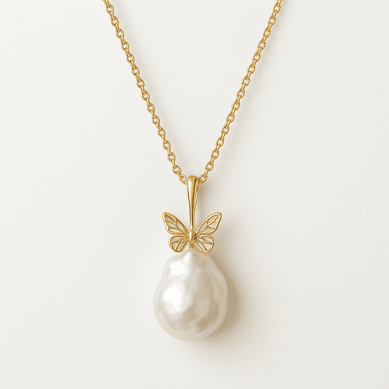 Why the Sustainable Baroque Pearl Necklace and Butterfly Accent Gold Chain Are Trending in