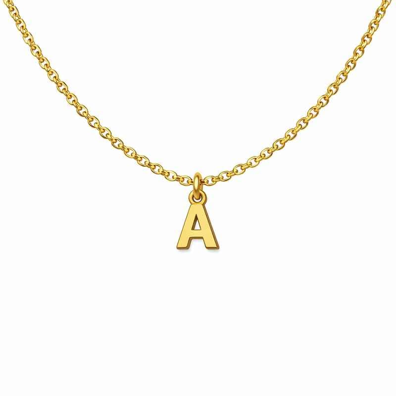 Waterproof 18K Gold Plated Necklace with Initial Letter Charm