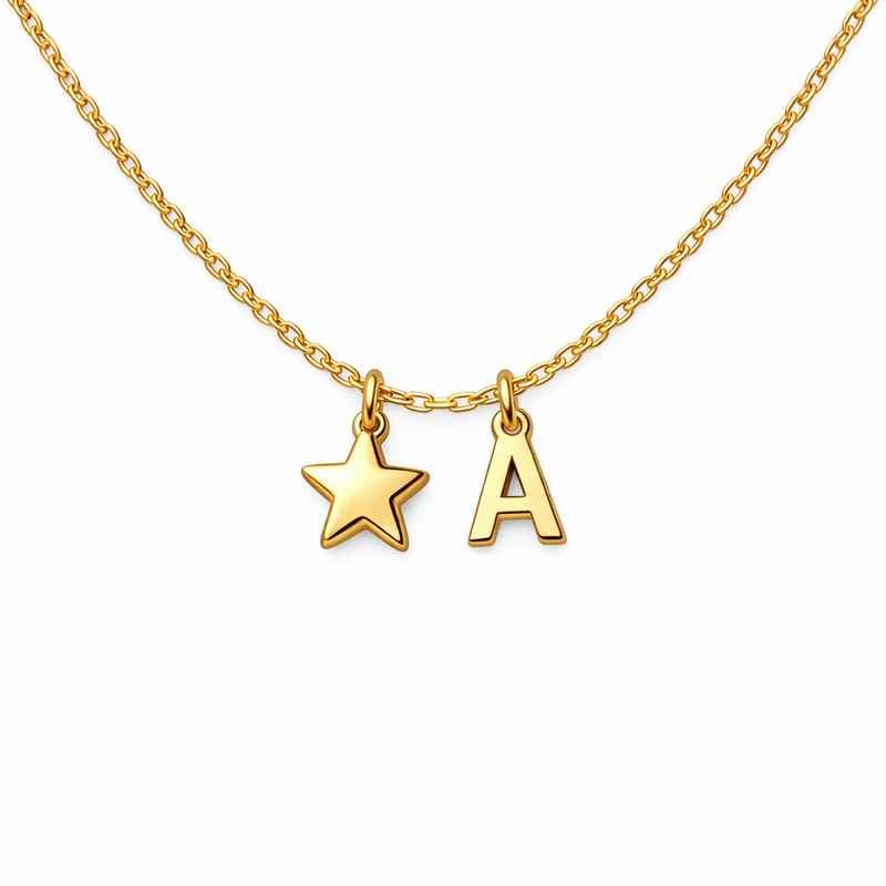 Waterproof Gold Plated Star Charm Necklace 18k Initial Letter Stainless Steel Layering