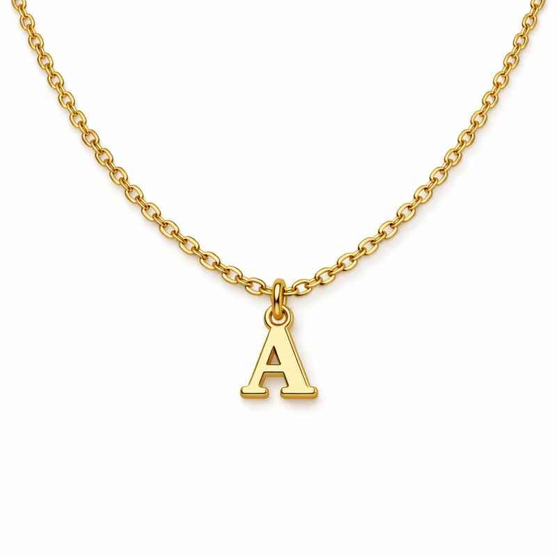 Waterproof 18K Gold Plated Necklace with Stainless Steel Initial Letter Charm