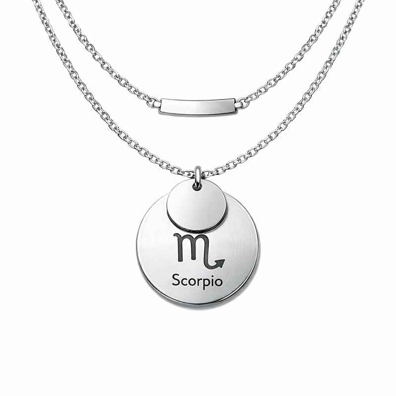 Personalized Zodiac Pendant Necklace Engraved Stainless Steel Layering