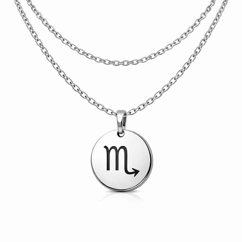 Personalized Engraved Zodiac Pendant Stainless Steel Layering Necklace