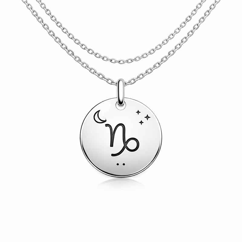 Personalized Zodiac Pendant Necklace Engraved Stainless Steel Layering Custom Sign