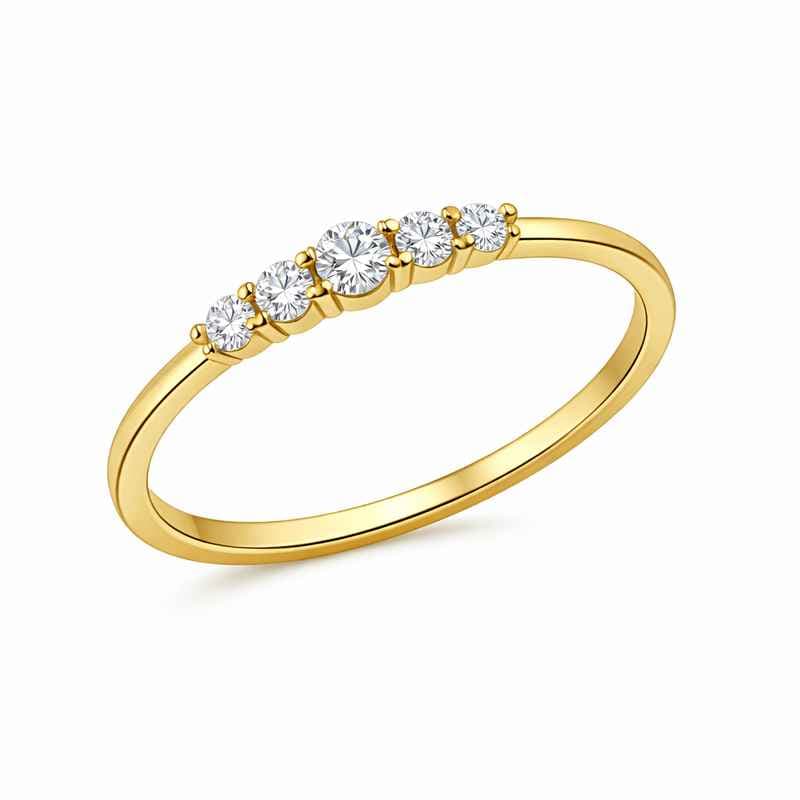 Dainty Micro CZ Thin Band Ring 18k Gold Plated Waterproof Stainless Steel