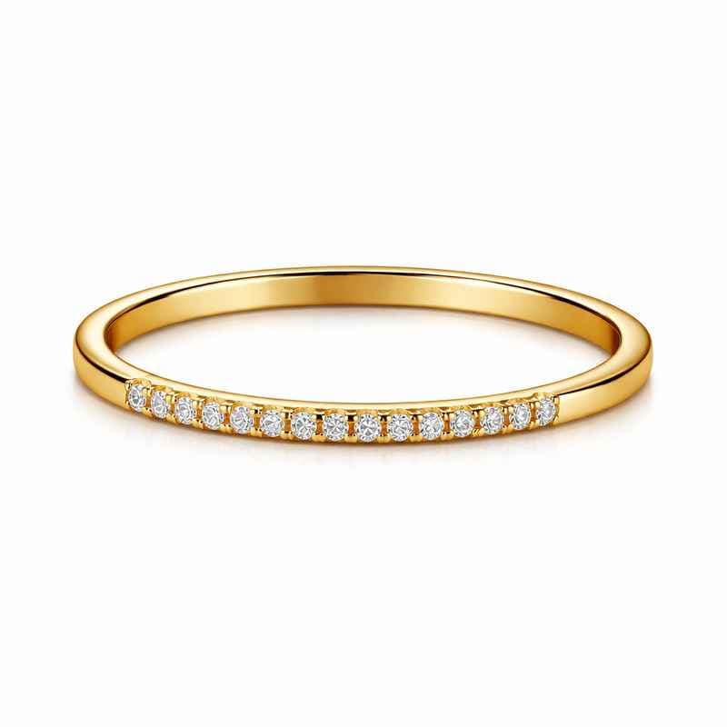 Dainty Micro CZ Ring 18K ذهب مطلي من الفولاذ المقاوم للصدأ المقاوم للماء، شريط رفيع