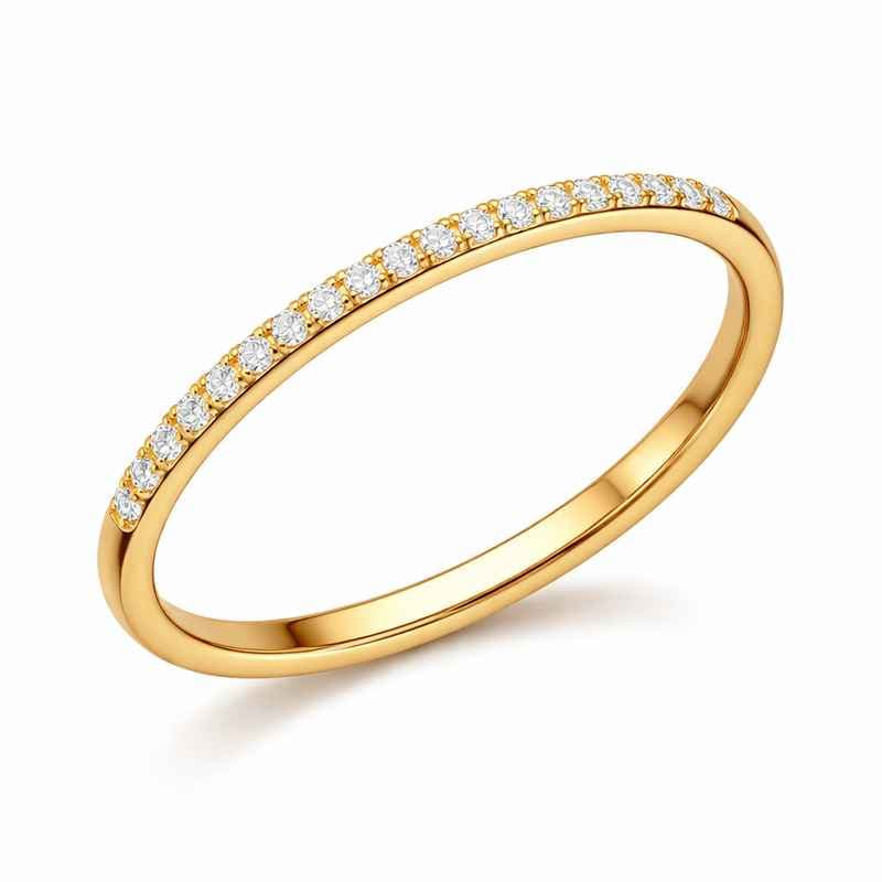 Dainty Micro CZ Ring Thin Band مطلي بالذهب عيار 18 قيراط ومقاوم للماء من الفولاذ المقاوم للصدأ