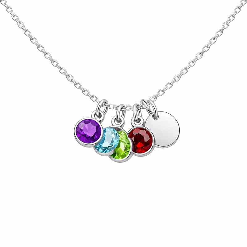 Personalized Birth Month Stone Charm Pendant DIY Birthstone Necklace Hypoallergenic Custom