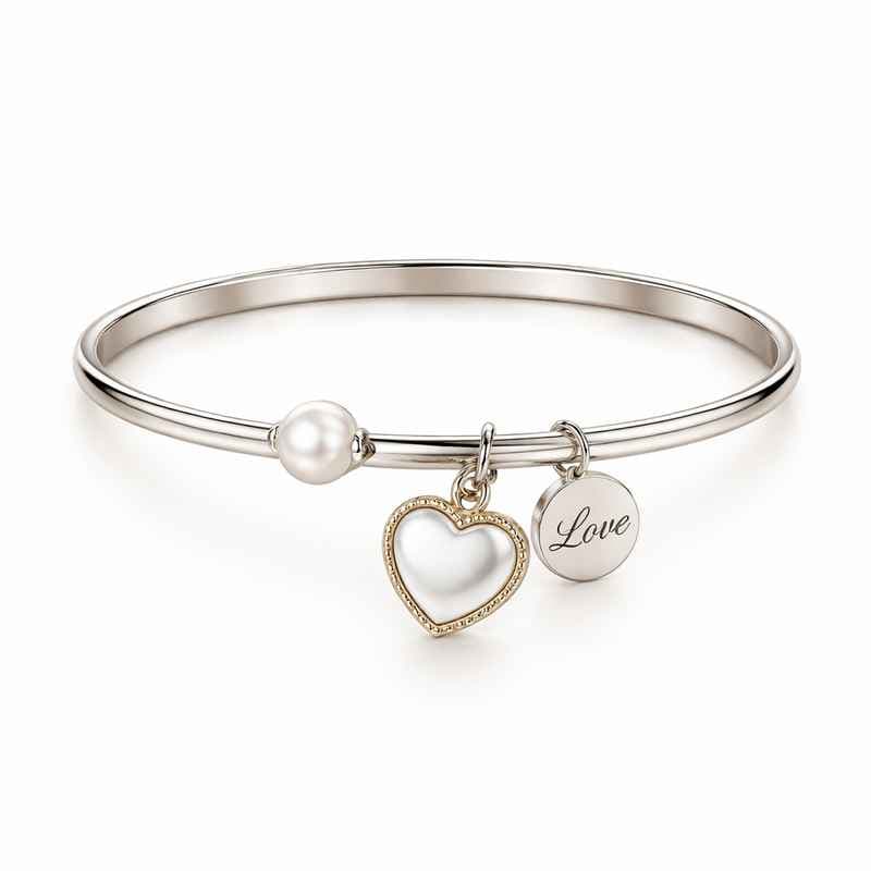 Dainty Romantic Pearl Heart Bracelet - Personalized Stainless Steel Love Charm