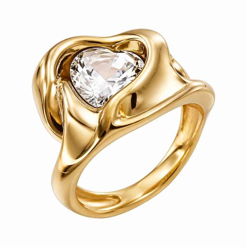 Vintage 14k Gold Heart Ring Twisted Stainless Steel Irregular