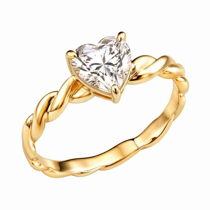 Vintage 14k Gold Heart Ring with Twisted Gold Stainless Steel Design