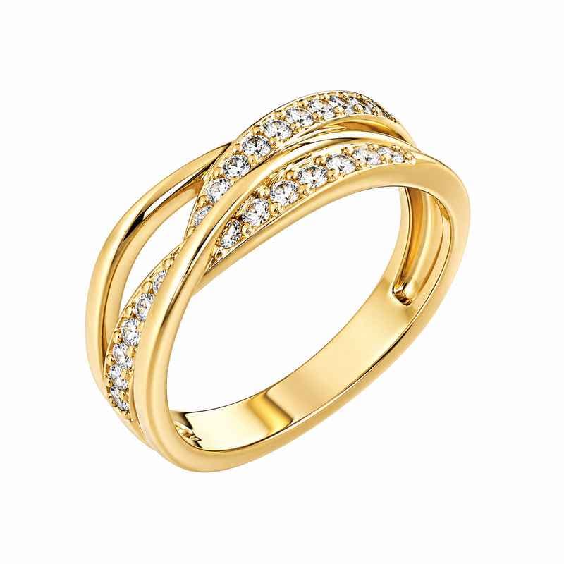 Chic 14k Gold Plated Ring with Stainless Steel Intertwined Zircon Engagement