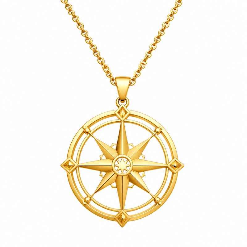geometric hollow compass necklace 18k gold stainless steel pendant geometric hollow 18k gold compass pendant