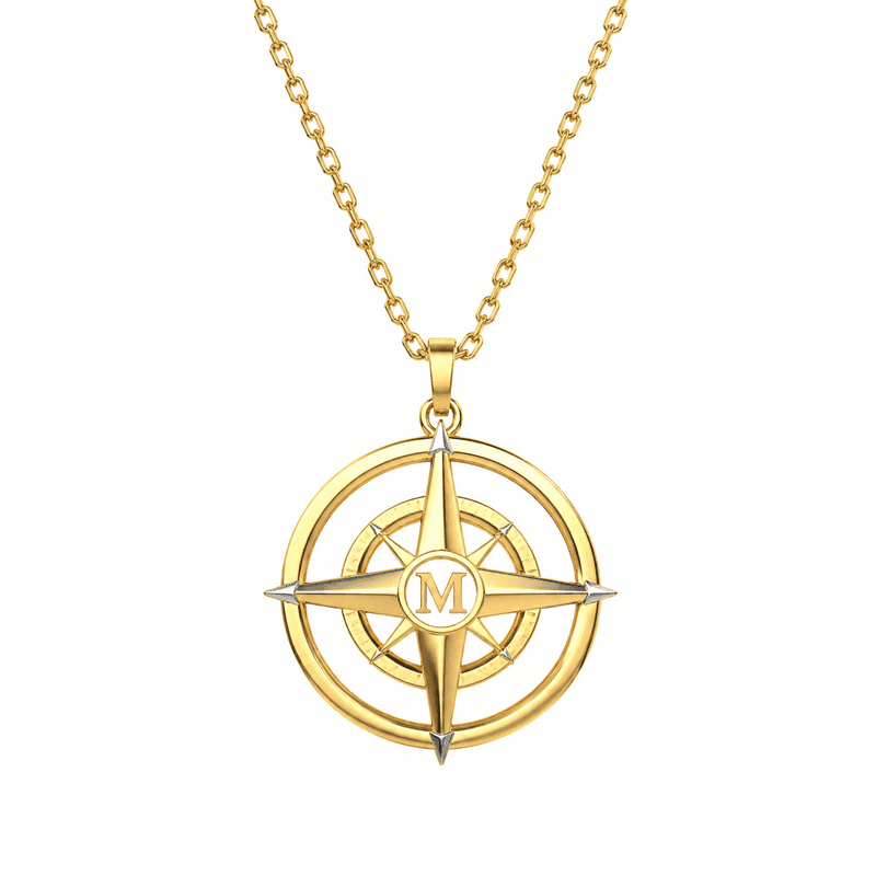 Geometric Hollow 18K Gold Compass Necklace: Custom Stainless Steel Pendants and 18K Gold Geometric Necklaces for Men to Boost Your Jewelry Business Growth