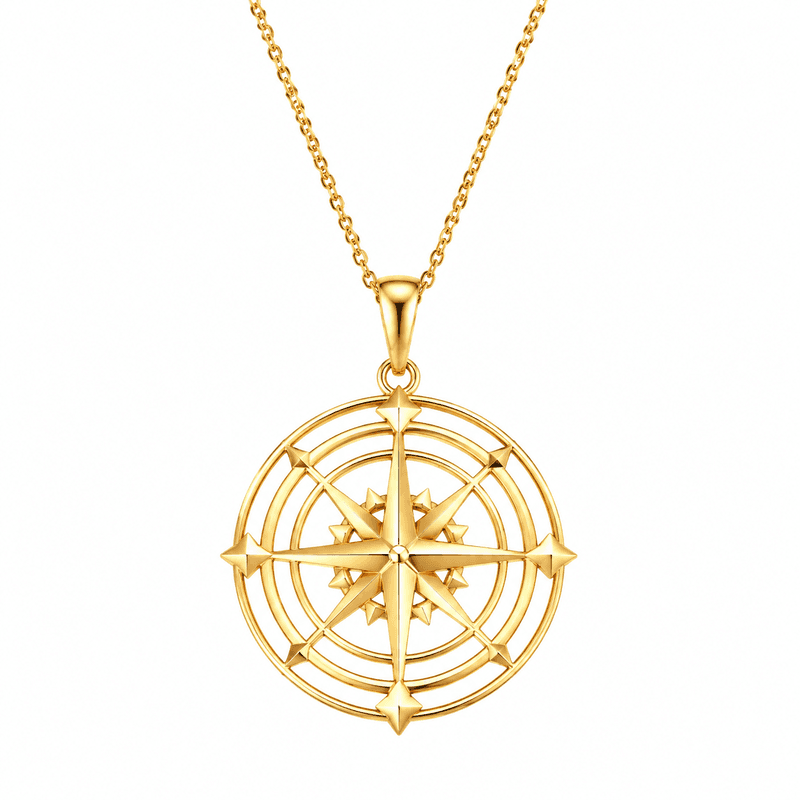 Geometric Hollow 18K Gold Compass Necklace Customization Trends Driving Wholesale Stainless Steel Jewelry Business Growth