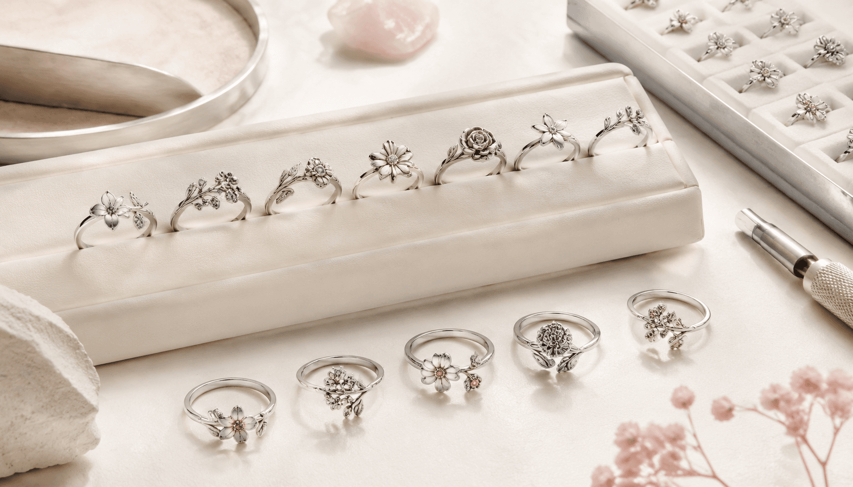 Exclusive Seasonal Birth Flower Rings: Custom Stainless Steel Creations