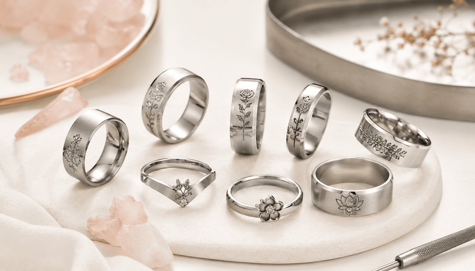Timeless Treasures: Limited Edition Stainless Steel Birth Flower Rings